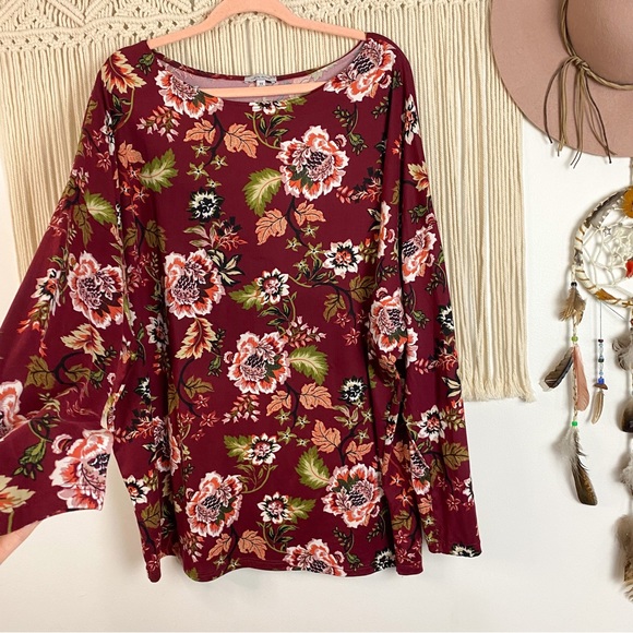 White Birch Floral Soft Touch Long Sleeve TShirt Plus Size 3X - Picture 1 of 8